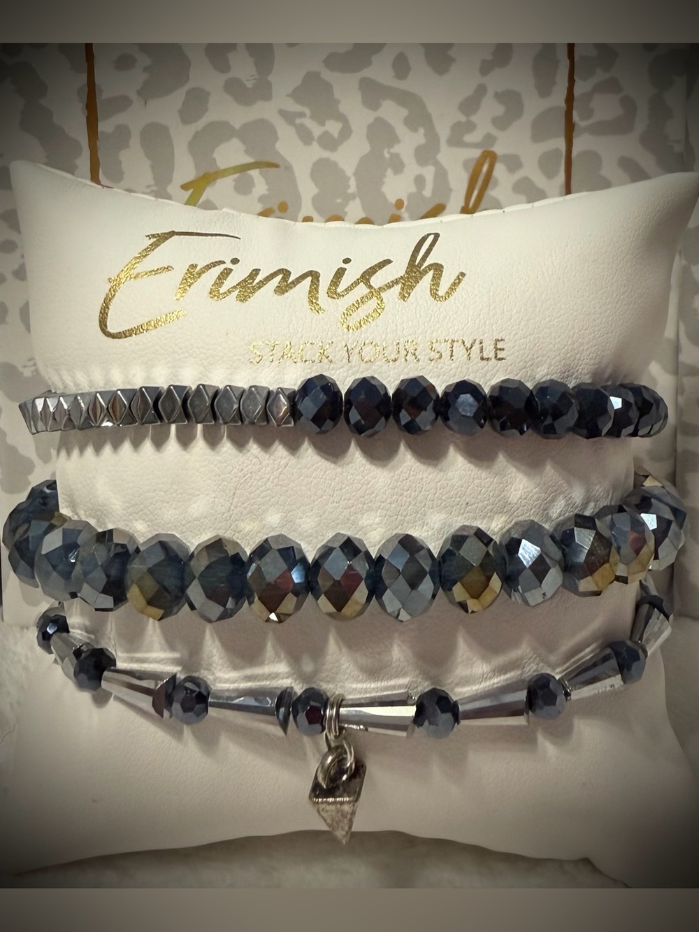 New ERIMISH Bracelets 3 pc Stack - Navy & Silver